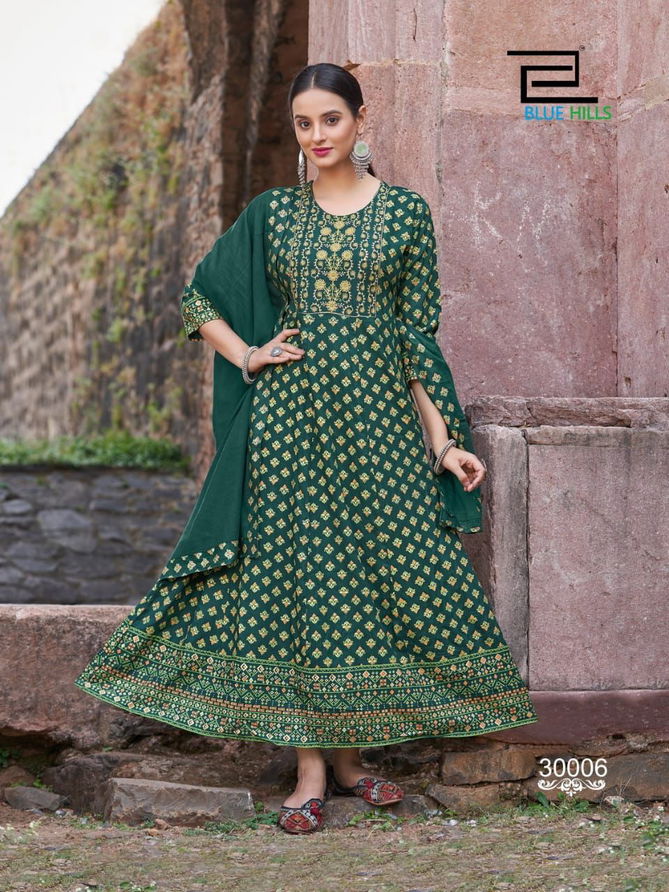 Glamour Vol 30 By Blue Hills Long Anarkali Kurtis With Dupatta
